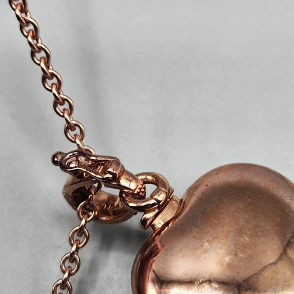 Rose Gold Plated Angel Wing Heart Locket Necklace 925 Thailand 26.35 19" Chain - Picture 8 of 10